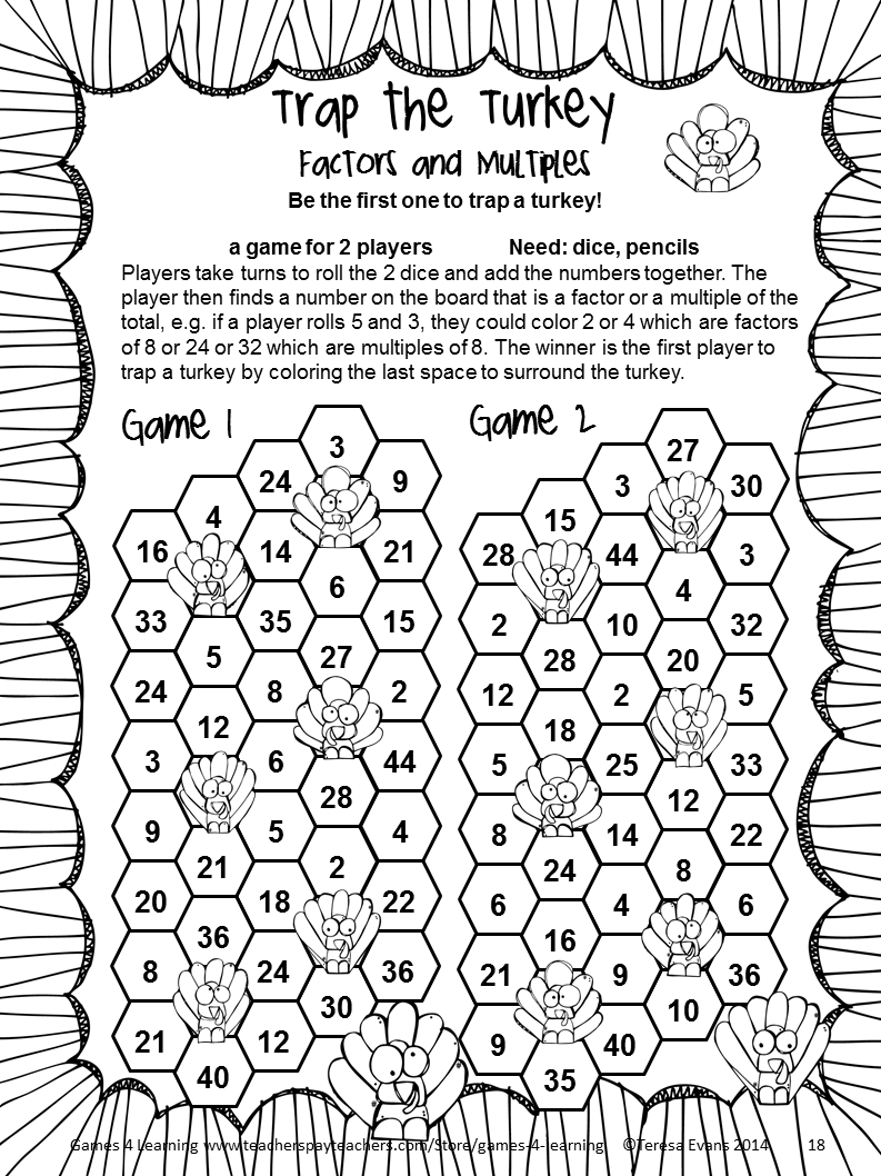 4th Grade Thanksgiving Printable Activities â Happy Easter